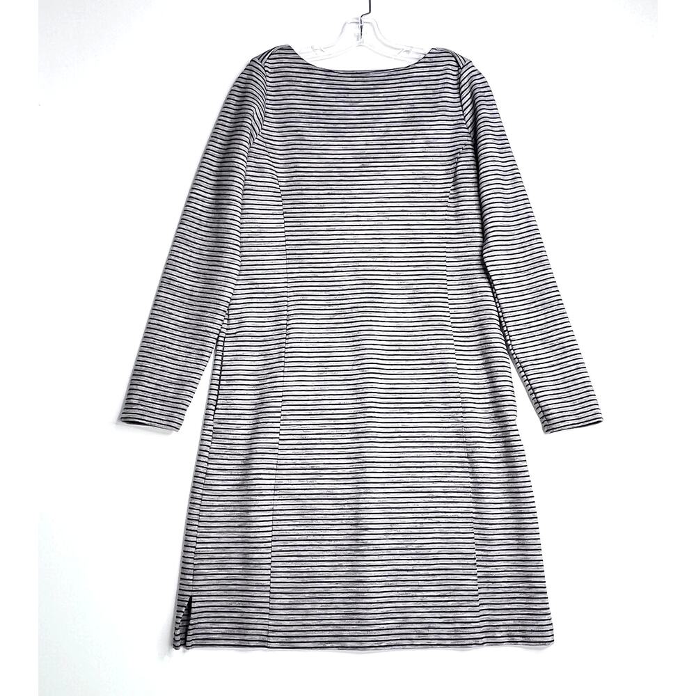 Duluth Trading Co Ponte Pro Dress Long Sleeve Striped Gray Black Womens Small
